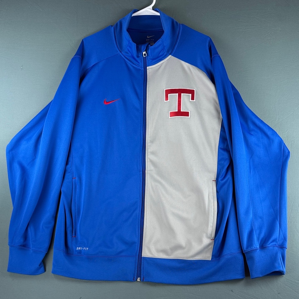 Texas Rangers Nike Royal Blue & Gray Team Track Jacket with Red Logo